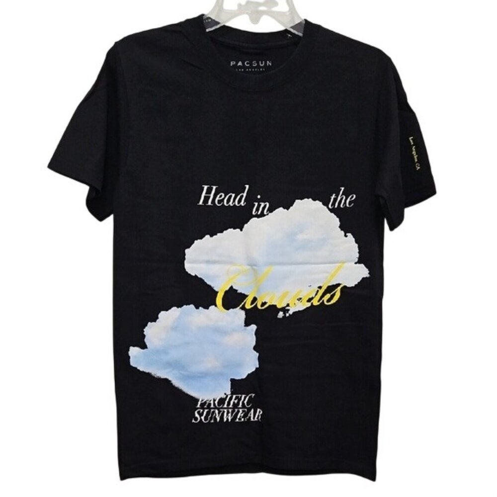 PacSun Head In The Clouds Graphic Short Sleeve T-shirt New Small Unisex Black